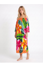 Hand Painted Rayon Off Shoulder Dress